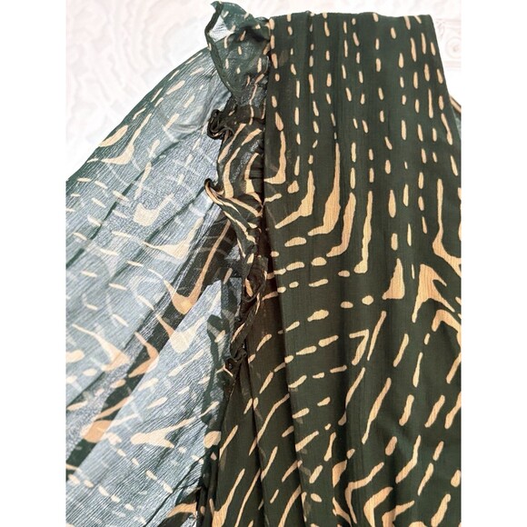 Ba&sh Lady Dress Women 2 US 6 Midi Forrest Fairy Geo Design Bohemian Green/Cream - Picture 10 of 16